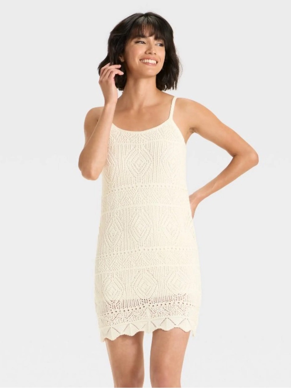a new day Cream Crochet Mini Slip Dress large